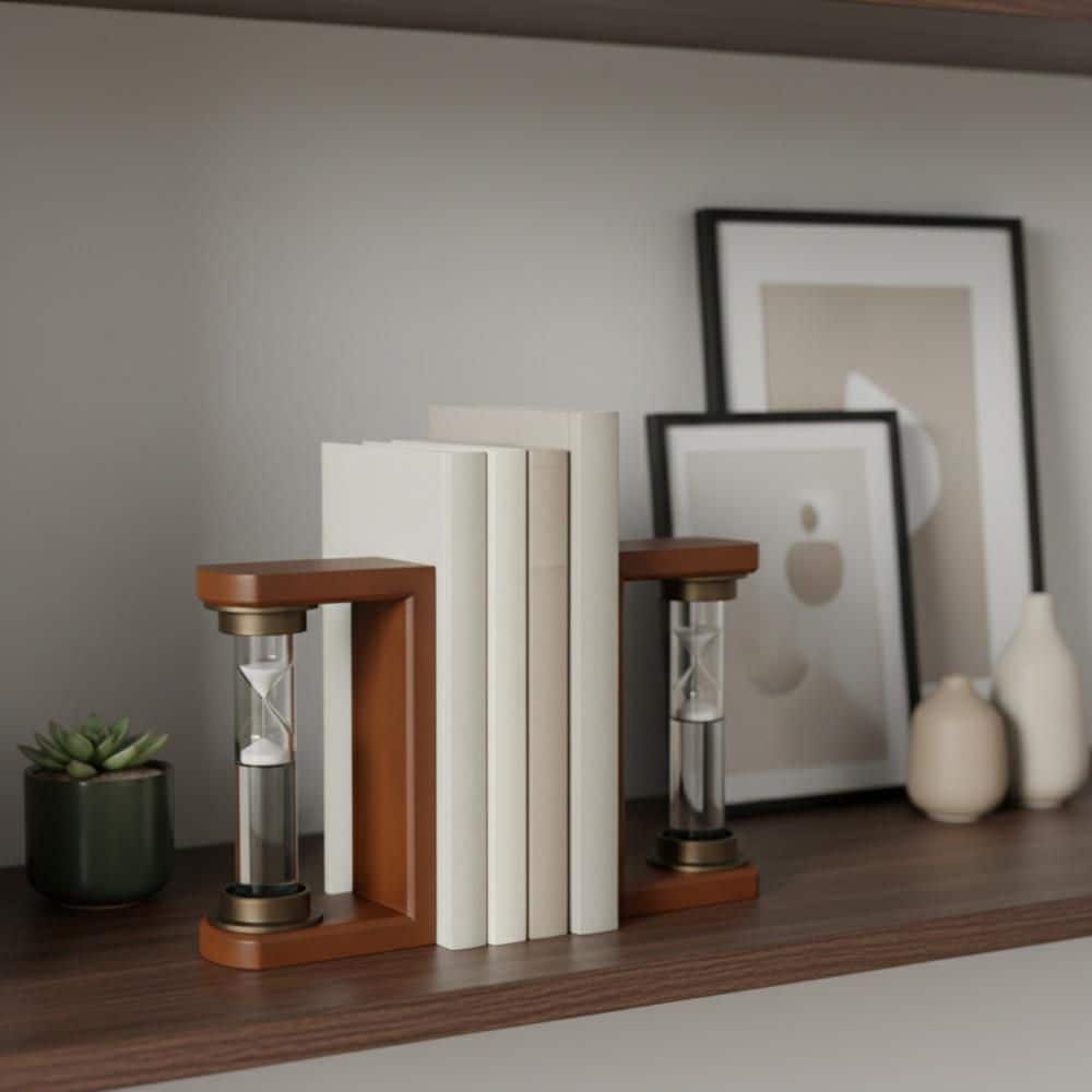 Liv & Skye Brown 5 in. x 8 in. Wood Decorative Hourglass Sand