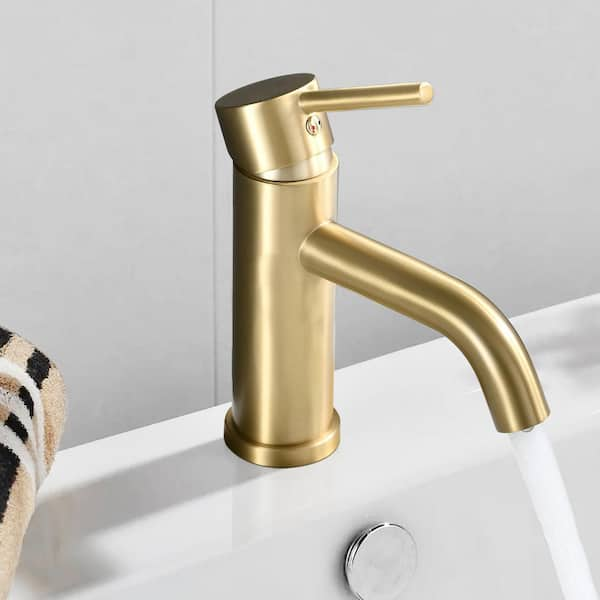 Maincraft Single-Handle Single-Hole Bathroom Faucet in Brushed Gold  L40119BGT - The Home Depot