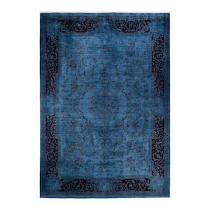 One-of-a-Kind Contemporary Light Blue 9 ft. x 12 ft. Hand Knotted Overdyed Area Rug