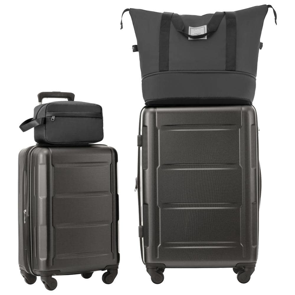 Merax 4-Piece Dark Gray Expandable ABS Hardshell Spinner 20 in. 28