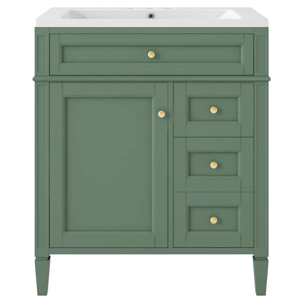 30 in. W x 18 in. D x 33 in. H Single Sink Freestanding Bath Vanity in Gree