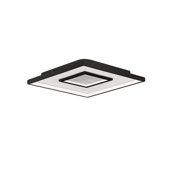 Pinpoint Square 16 in. Black Integrated Selectable LED 4CCT 2700K-3000K-3500K-4000K Semi-Flush Mount