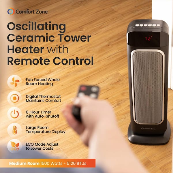 BLACK+DECKER Ceramic Tower Heater with Remote