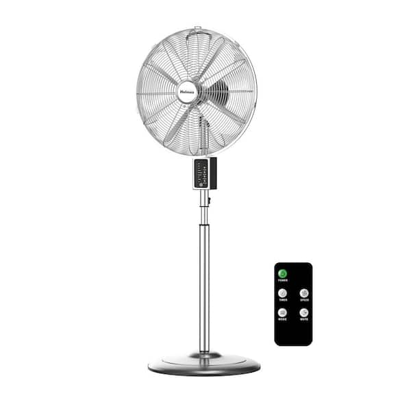 Holmes 16 in. 3-Speed Chrome Digital Oscillating Metal Stand Fan with Remote Control