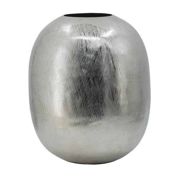 Benjara Silver Round Metal Vase