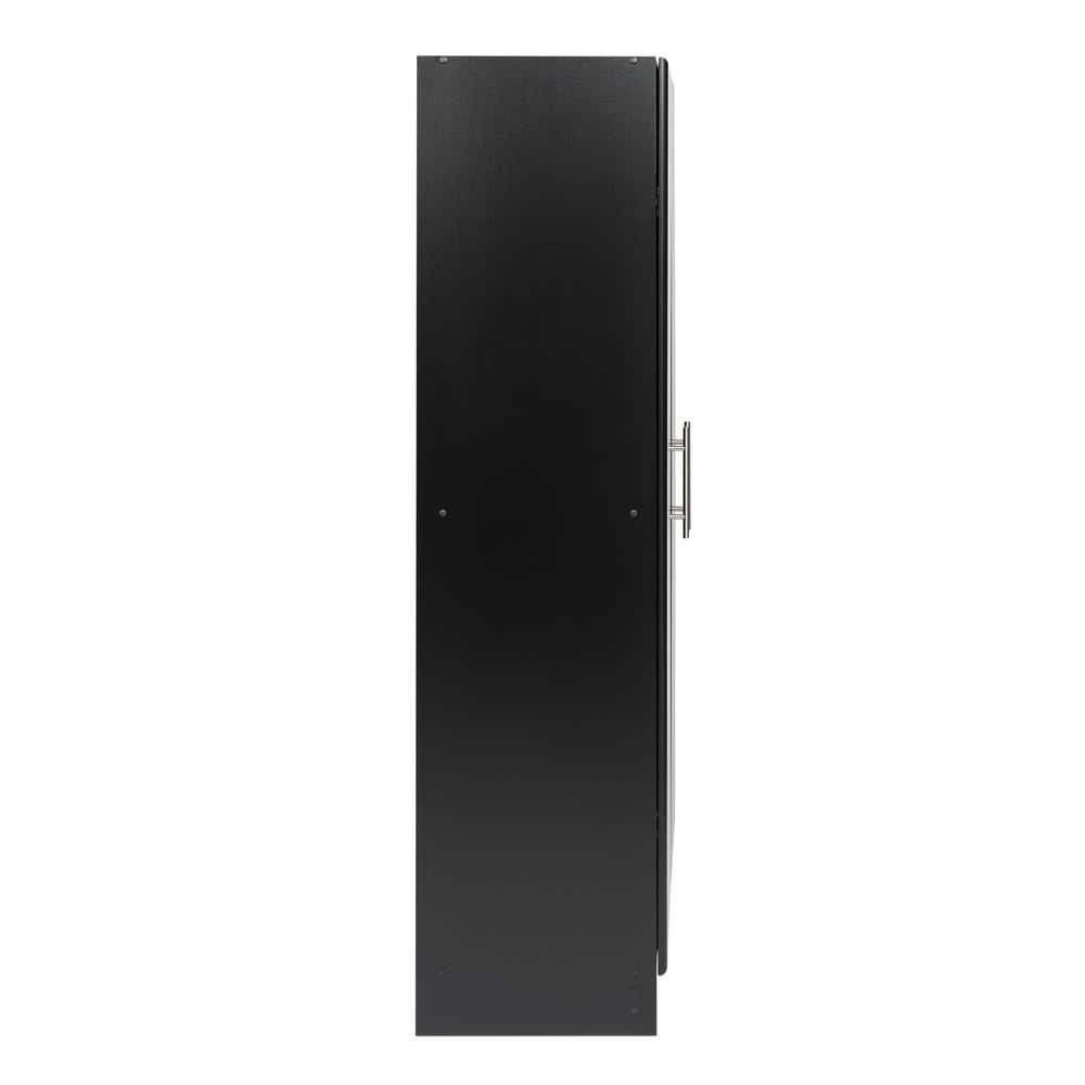 Sleek Black Living Room Cabinet with Adjustable Shelving