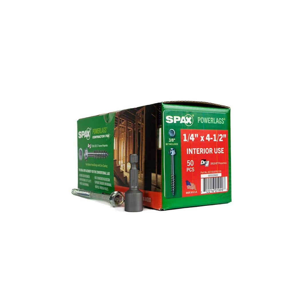 1/4 in. x 4-1/2 in. Powerlag Hex Drive Washer Head Zinc Coated Lag Screw (50 per Box) price history on PriceWatchPro