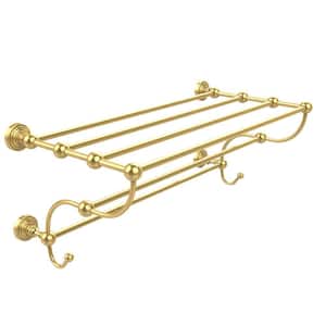 Waverly Place Collection 24 in. W Train Rack Towel Shelf in Polished Brass