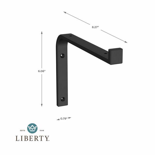 Liberty 8 27 In Matte Black Steel Wraparound Decorative Shelf Bracket 2 Pack Sc Fb U The Home Depot