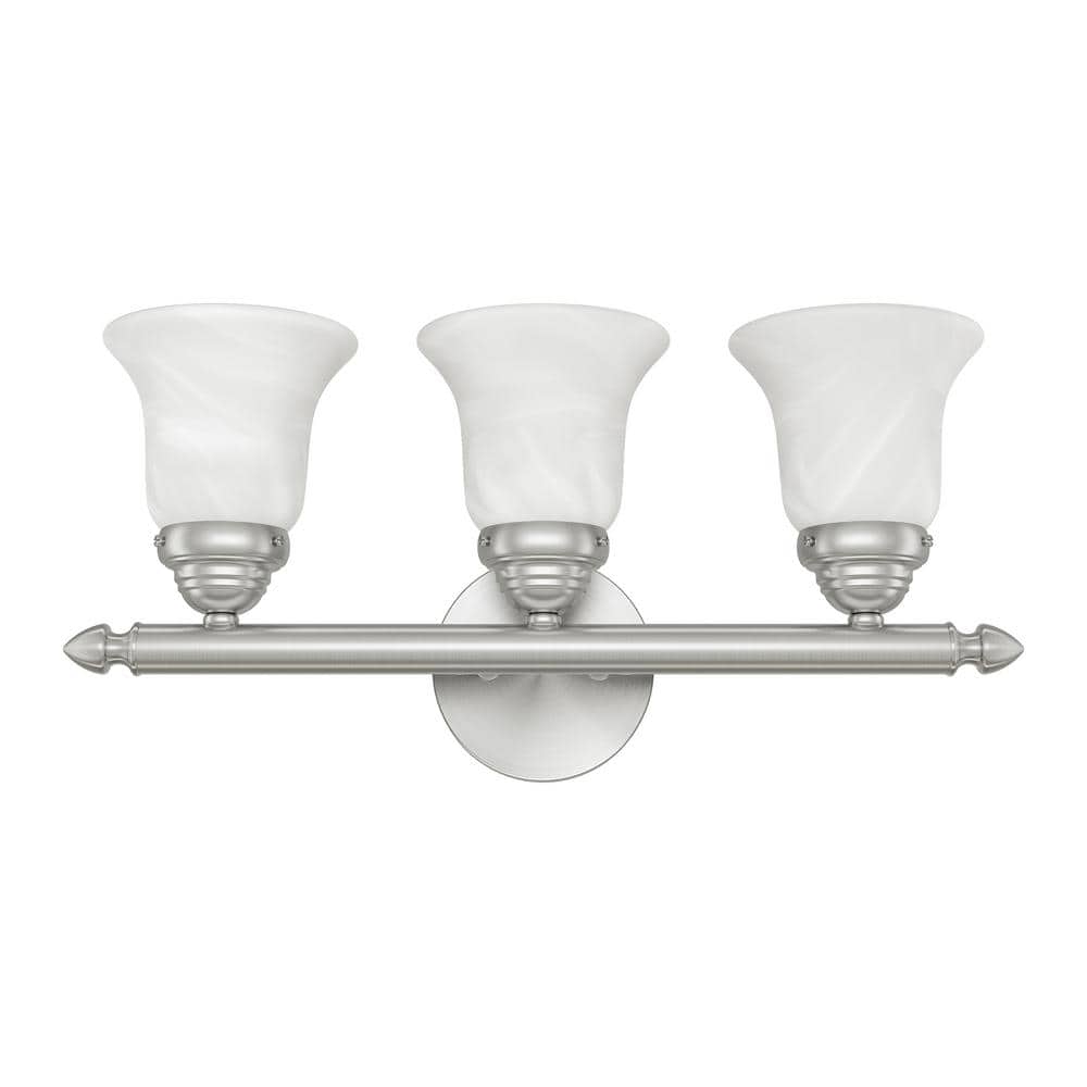Esterbrook 19 in. 3-Light Brushed Nickel Vanity Light with White Alabaster Glass price history on PriceWatchPro
