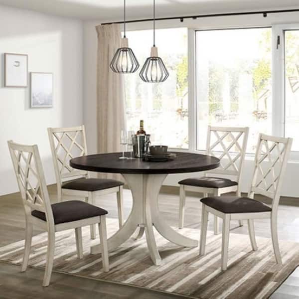 Velto Antique White/Gray Fabric Criss‑Cross Back Side Chair (Set of 2)