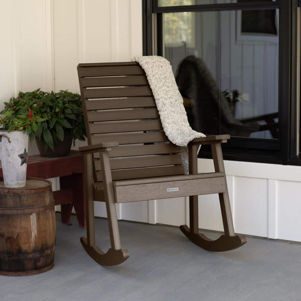 Highwood Weatherly Weathered Acorn Recycled Plastic Outdoor Rocking ...