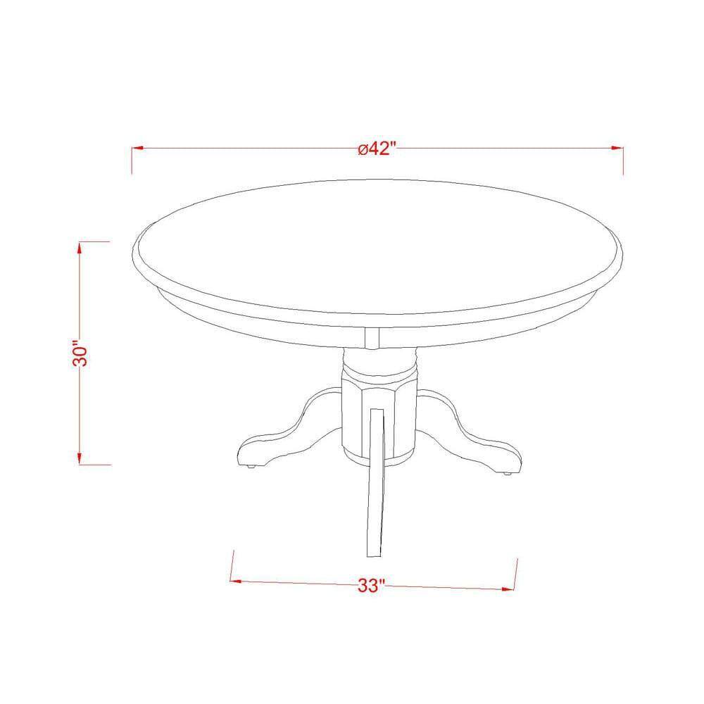 Linen White Round Rubberwood Dining Table Set with Beige Red Faux Leather Chairs