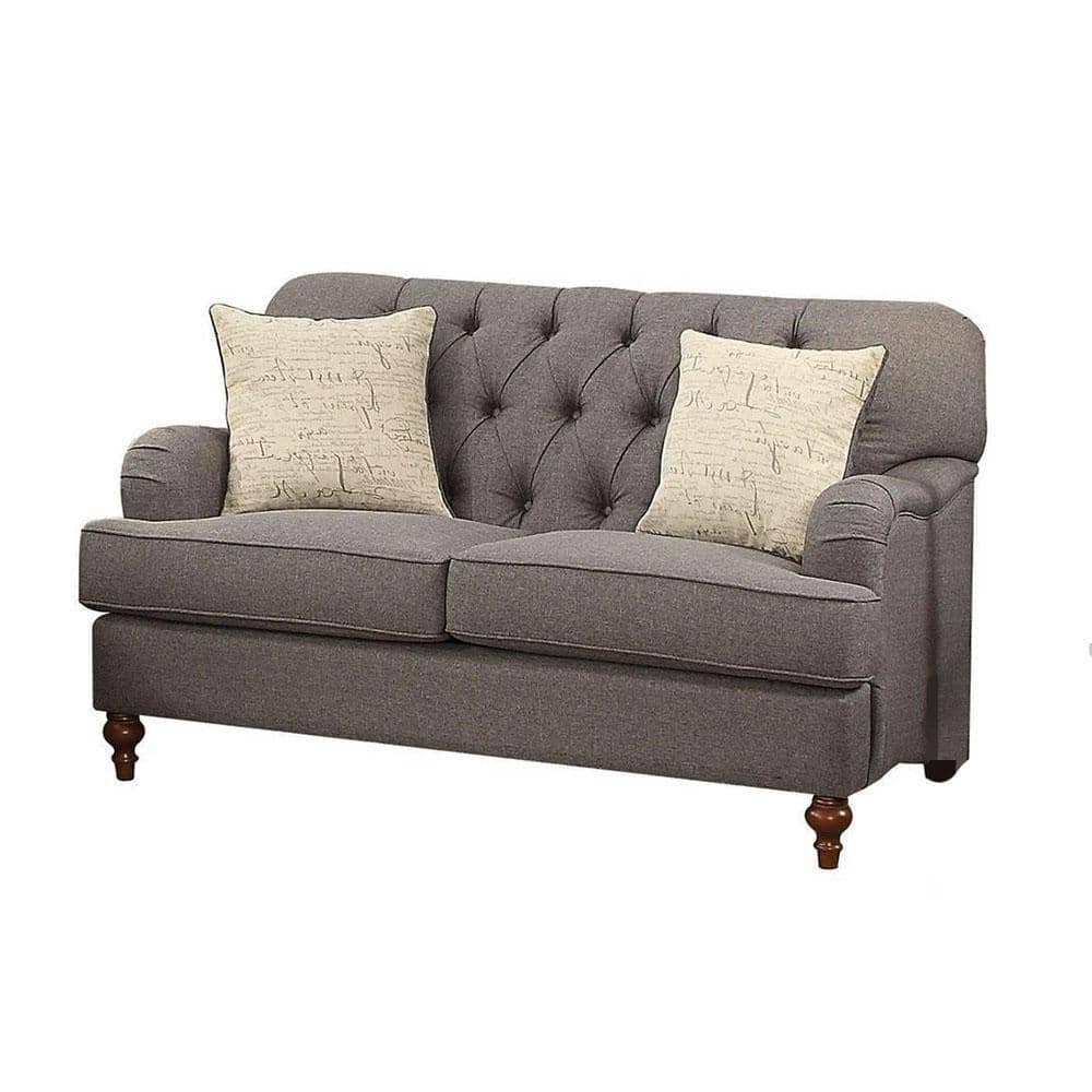 Reviews For Acme Furniture Alianza 38 In. Dark Gray Fabric Fabric 2 ...