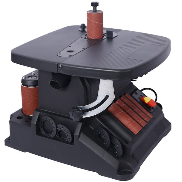 KAKA INDUSTRIAL WS-100D 2-in-1 Spindle & Belt Sander – 450W Motor, 0-45° Tilting Table, 5 Sanding Sleeves, Dust Port, 110V, For Wood & Metal