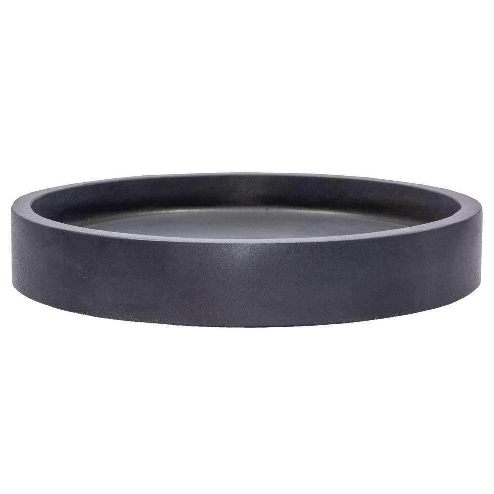 Sleek Honed Black Lava Stone 18'' Circular Vessel Bathroom Sink