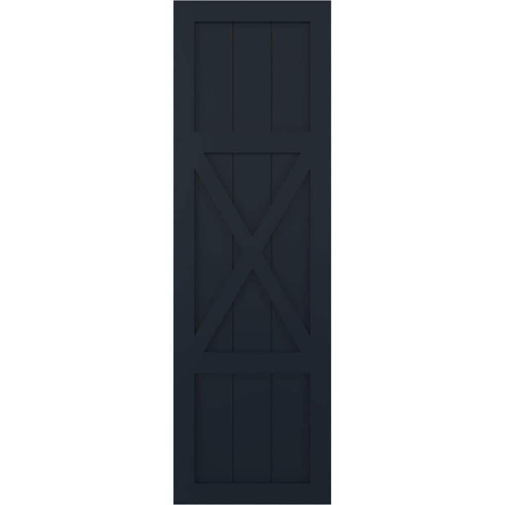 12 in. x 46 in. True Fit PVC Center X-Board Farmhouse Fixed Mount Board and Batten Shutters Pair in Starless Night Blue price history on PriceWatchPro