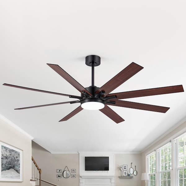 Breezary Archer 72 in. Integrated LED Indoor Matte Black Ceiling Fan with Light and Remote Control Included