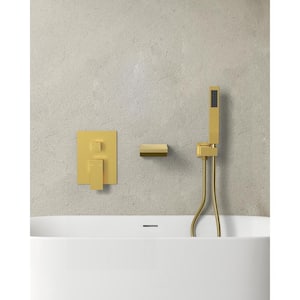 Single-Handle 2-Spray Tub and Shower Faucet with Waterfall Bathtub Faucet in Brushed Gold (Valve Included)