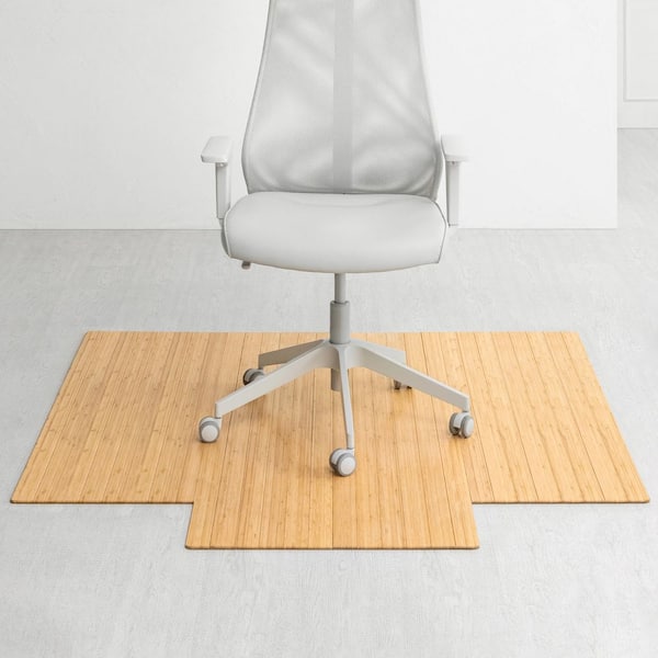 Anji Mountain Standard 5 mm Natural Light Brown 55 in. x 57 in. Bamboo Roll-Up Office Chair Mat with Lip
