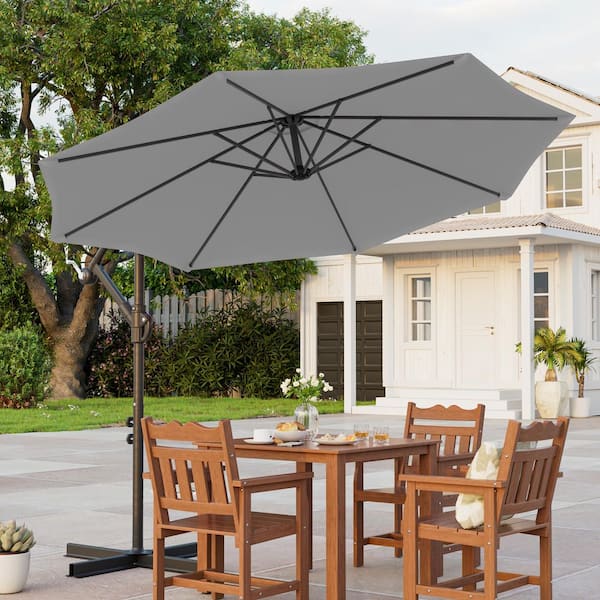 JOYESERY 10 ft. Patio Offset Umbrellas 50-Plus UV Protection Cantilever Outside Umbrellas, Gray J-UM-34G JOYESERY 10 ft. Patio Offset Umbrellas 50-Plus UV Protection Cantilever Outside Umbrellas, Gray J-UM-34G