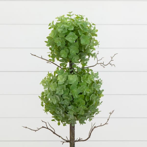 Nearly Natural 2 ft. Artificial Eucalyptus Double Ball Topiary