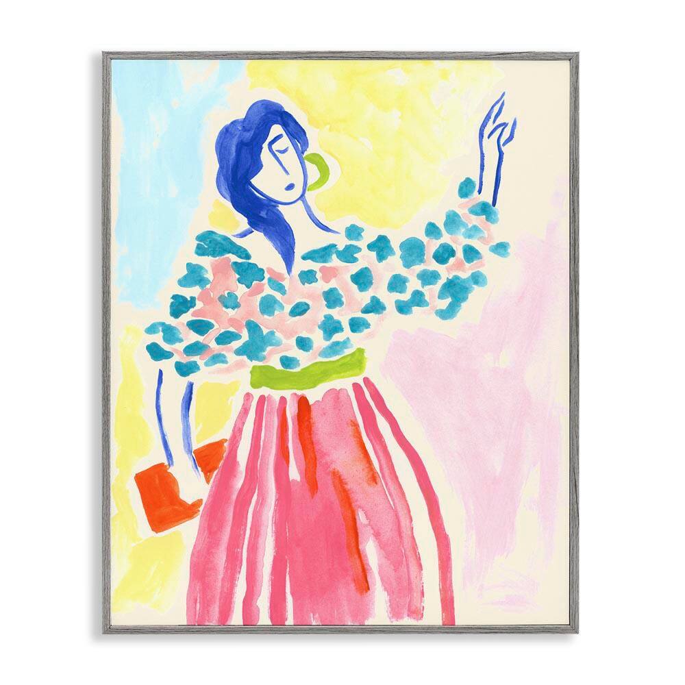 Woman in Bold Dress by June Erica Vess Gray Framed People Giclee Art Print 30 in. x 24 in. price history on PriceWatchPro