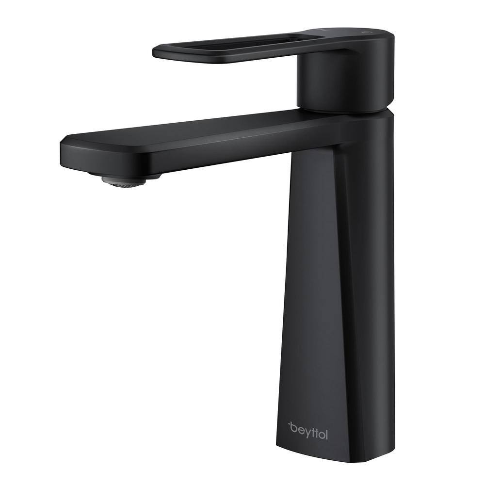 FLG Single Handle Single Hole Bathroom Faucet Brass Modern Bathroom Sink Vanity Faucets in Matte