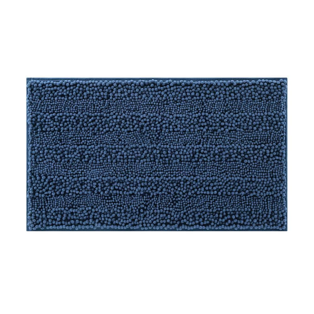 Indigo Chenille Non-Slip Bath Mat Set