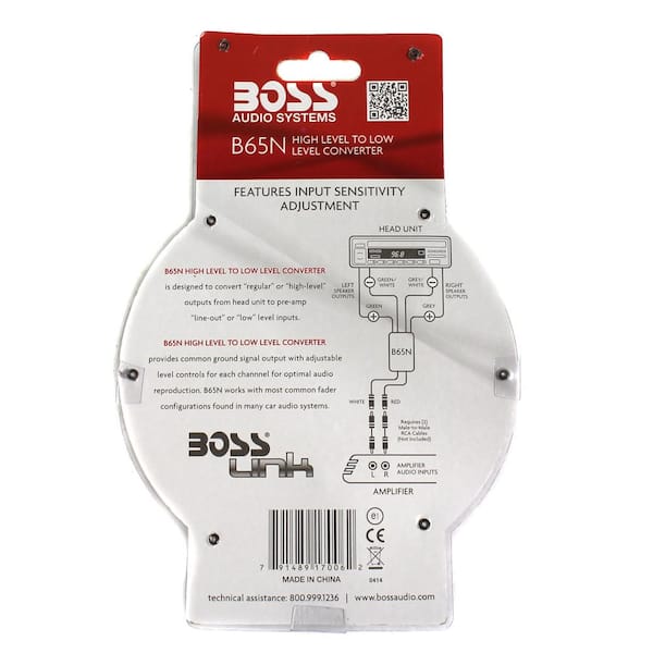 BOSS AUDIO SYSTEMS New 2 Conductors Boss High Level to Low Level Converter Plus RCA Input Sensitivity Control