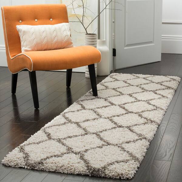 Hudson Shag 2 x 14 Ivory/Gray Ogee Runner Rug