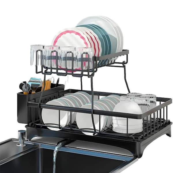 Stainless Steel Dish Rack for Kitchen Counter: Detachable Drainer and Drainboard