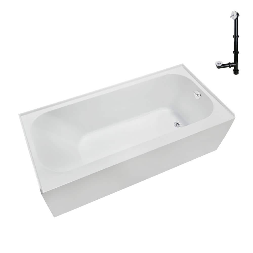66" Glossy White Acrylic Right-Hand Drain Alcove Bathtub