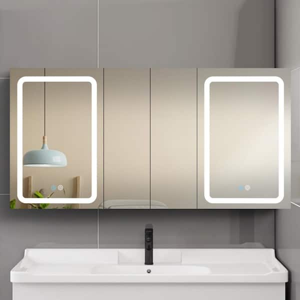 Staykiwi 60 in. W x 30 in. H Rectangular Aluminum Medicine Cabinet with Mirror