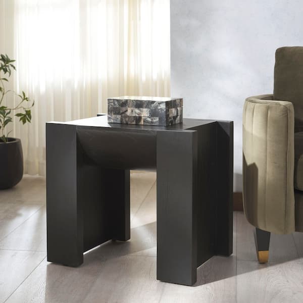 Jessandria 22 in. Black Square Wood End Table