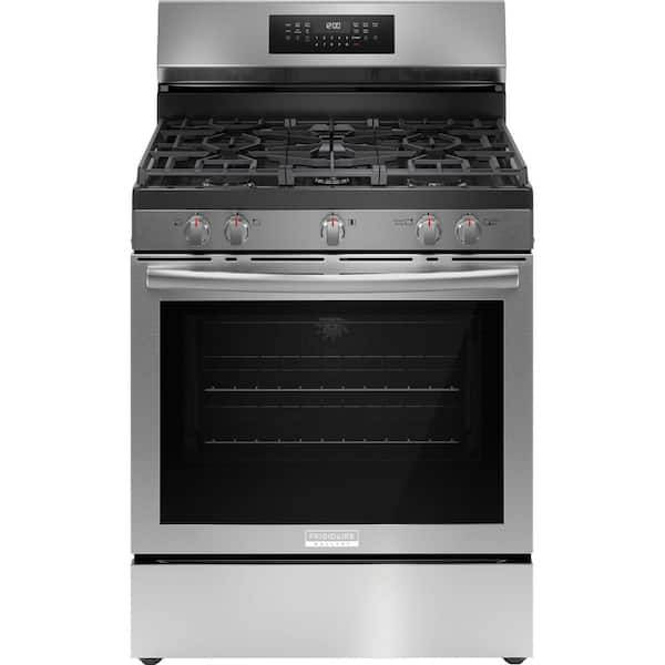 30 in. 5 Element Free-Standing Rear Control Gas Range in Finger Print Resistant Stainless Steel with Air Fry