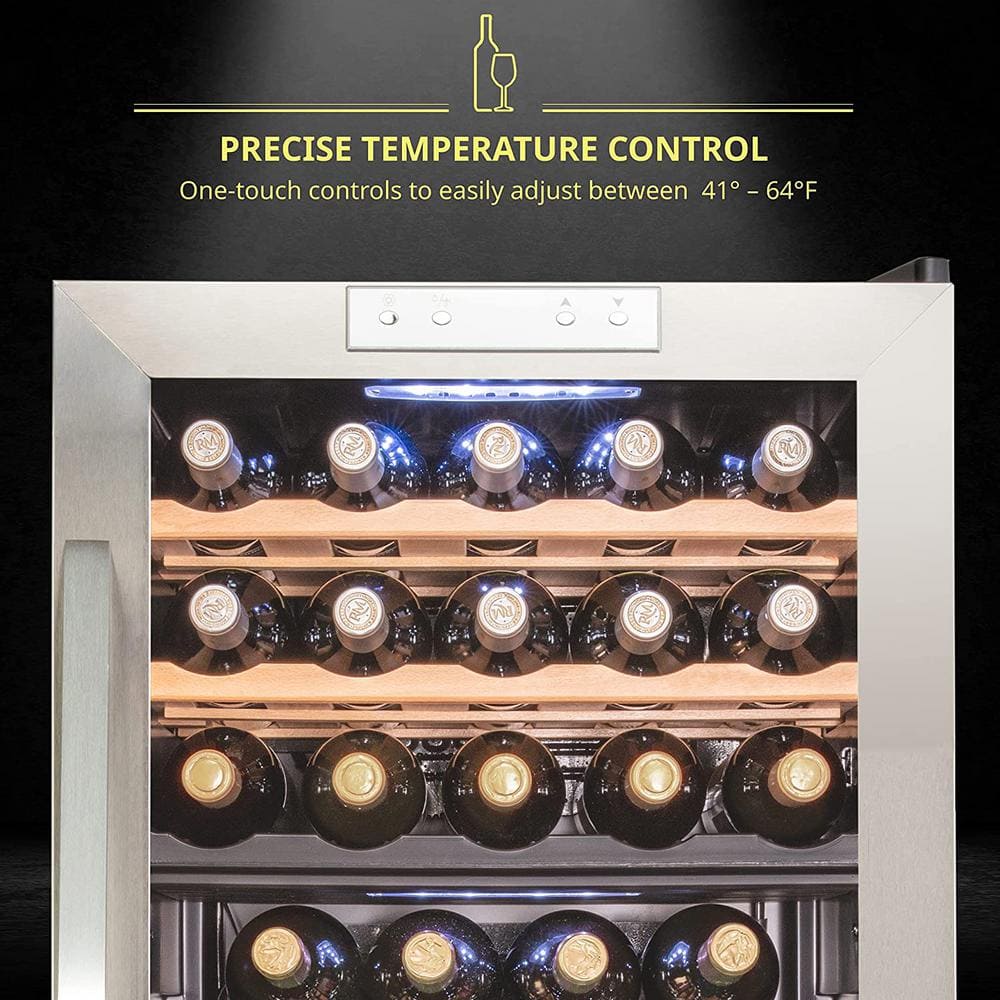 Stainless Steel Freestanding Dual Zone Wine Cooler with Interior Lighting