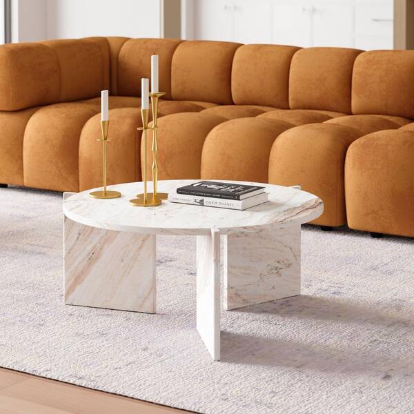 ZUO Lancaster Collection 32.7 in. Natural Round Marble