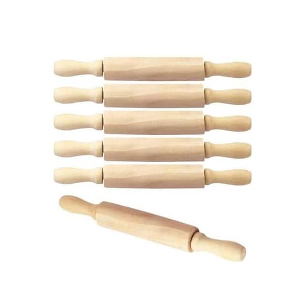 8 in. Wood Mini Rolling Pin for Children Art Craft Baking Cookie Dough Clay Play Doh with Ergonomic Grip 6-Pack