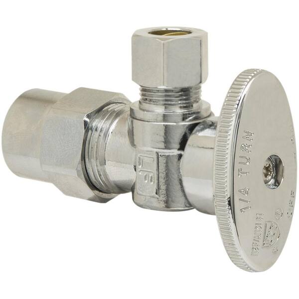 1/2 in. Nominal CPVC x 3/8 in. O. D. Compression 1/4 in. Turn Angle Brass Stop