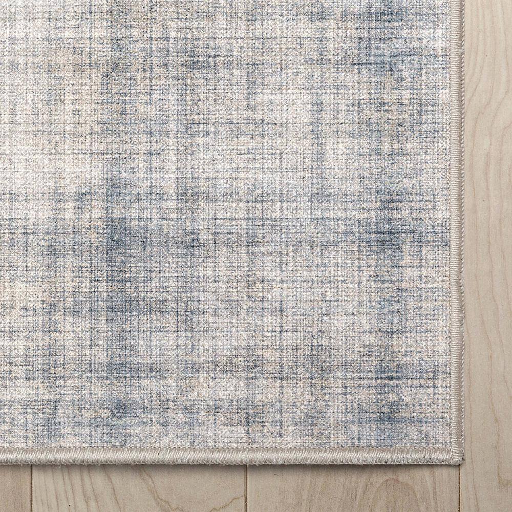 Blue Cream 5' x 7' Flat-Weave Synthetic Abstract Area Rug