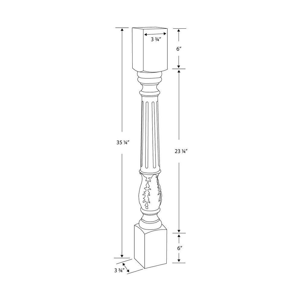 Unfinished Maple Acanthus Leaf Kitchen Island Leg 35.25"