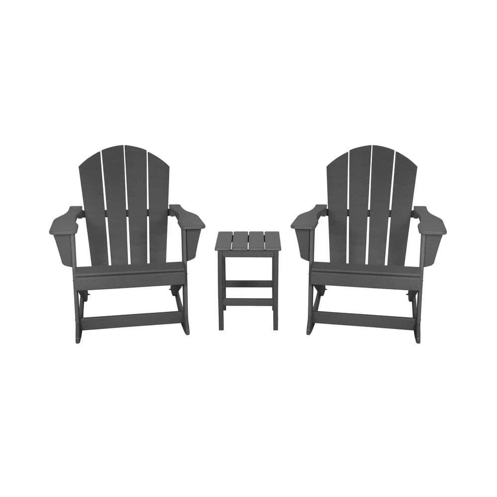 WESTIN OUTDOOR Iris Outdoor Rocking Poly Adirondack Chairs With Side