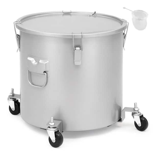 10 Gal. Fryer Oil Disposal Carbon Steel Fryer Grease Bucket with Caster Base