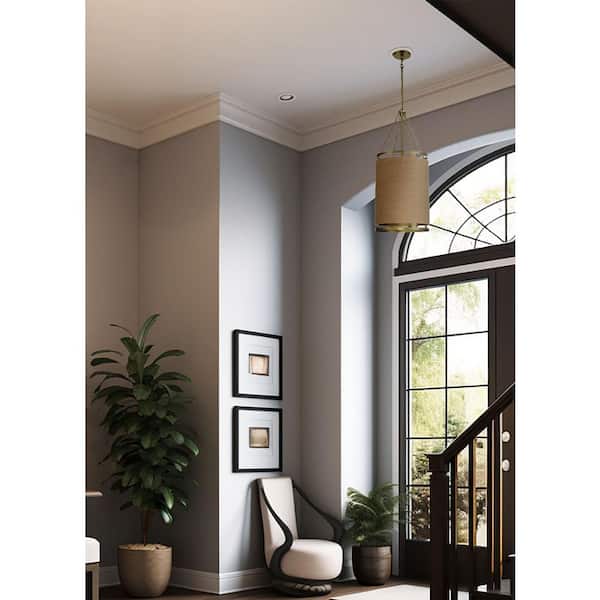 Windward Passage 4-Light Soft Brass Drum Pendant with Natural Brown Rope Shade