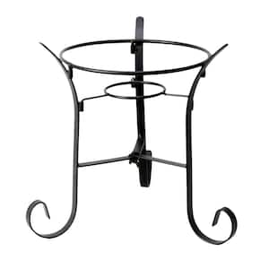 10 in. Tall Indoor/Outdoor Glass Gazing Globe Metal Stand, Black