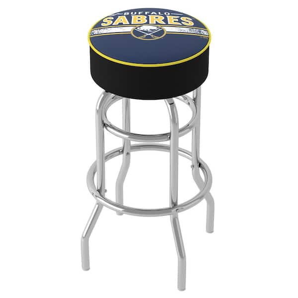 Unbranded Buffalo Sabres Logo 31 in. Blue Backless Metal Bar Stool with Vinyl Seat