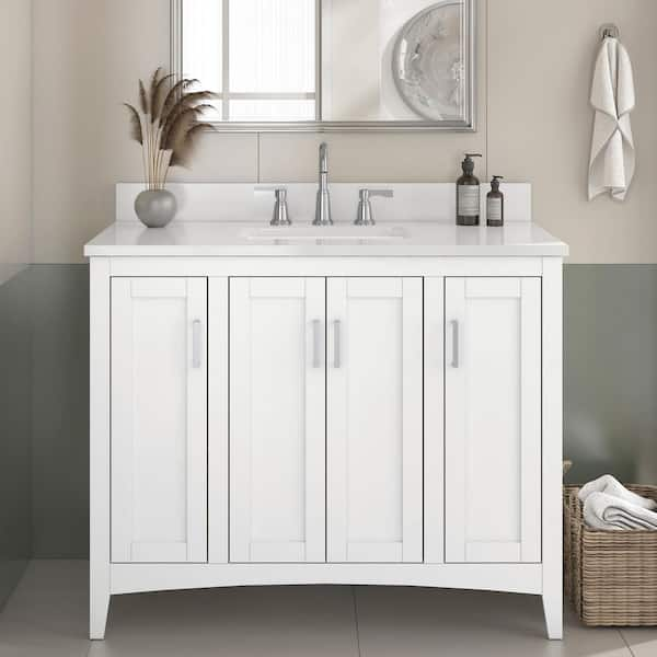 Tilton 42 in W x 21.5 in D x 34.2 in H Folding Bath Vanity Cabinet without Top in White Finish