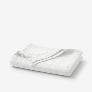 The Company Store Matera Stripe White Cotton Full Queen Blanket