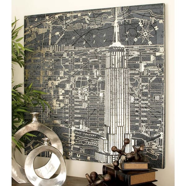 Litton Lane 39 in. Graphic Style Vintage New York City Canvas Wall Art